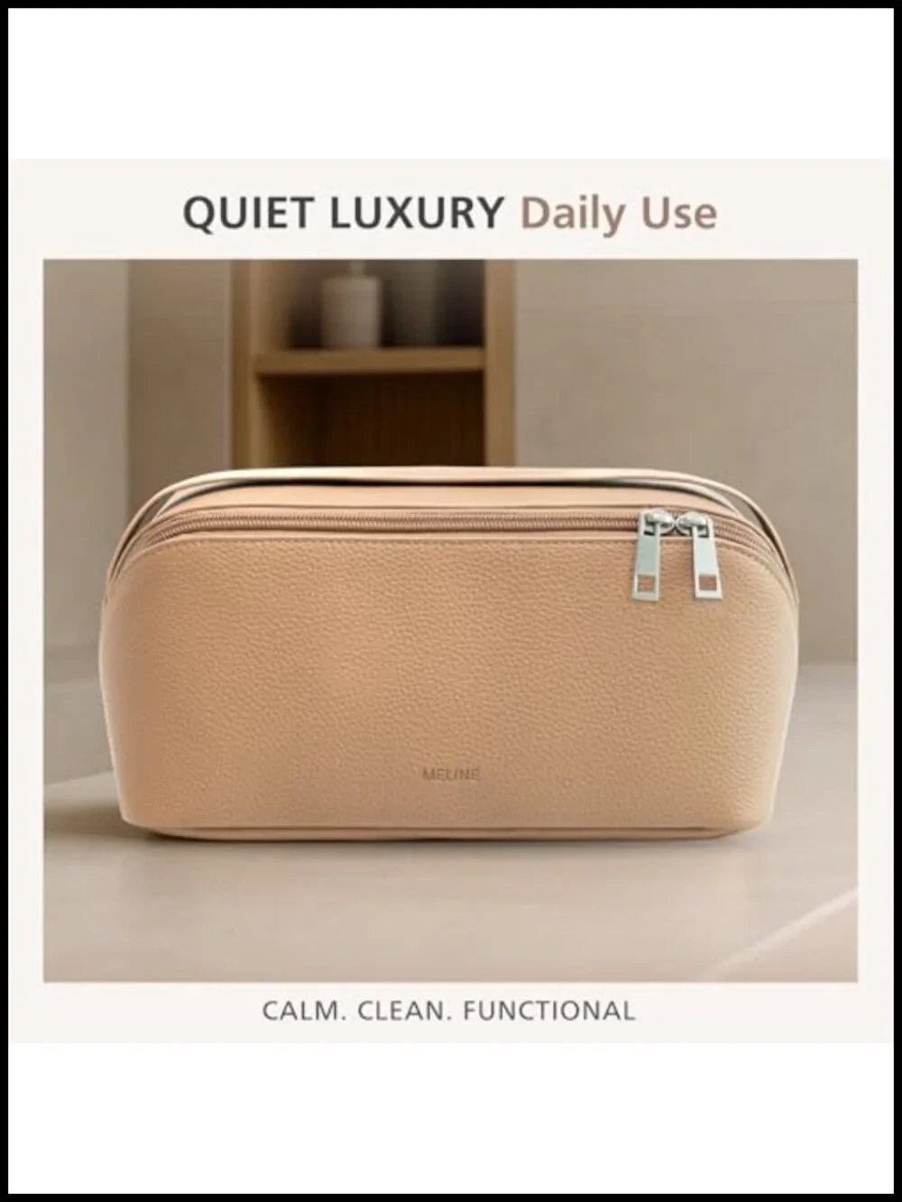 Large Capacity Travel Makeup Bag with Divider and Handle, Waterproof PU Leather